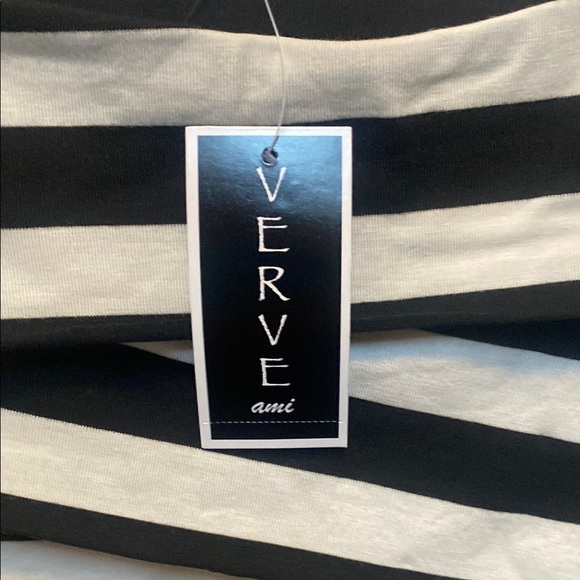 Verve Ami Black/Freesia Striped Women's Top Size XL NWT - Picture 2 of 9